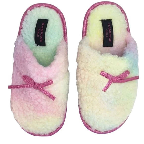 Rampage Slippers House Bedroom Fuchsia Barbiecore Sherpa Tie Dye NIP - Picture 1 of 6
